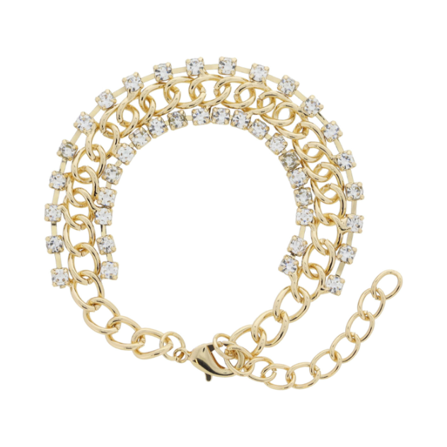 Stacked Mini Pave Crystal Gold Cuff Adjustable Bracelet