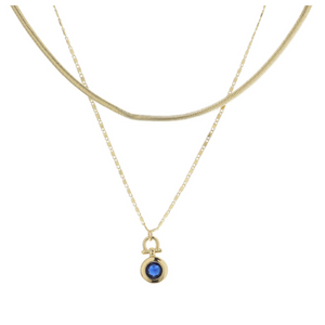 Gold Latch Sapphire Circle Crystal Necklace