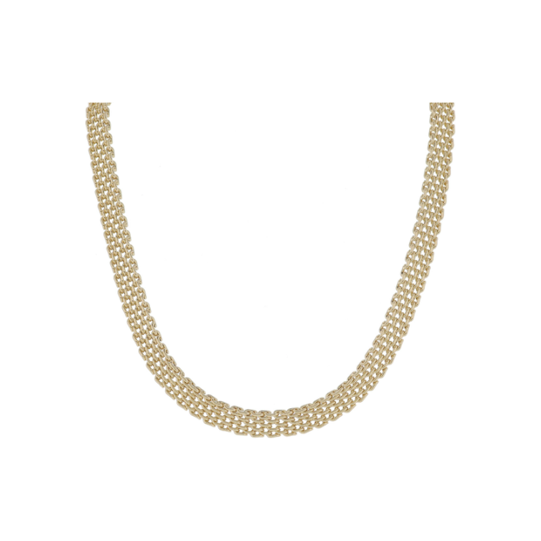 Gold Mesh Band Chain Necklace