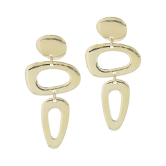 Gold Oval Post with Stacked Abstract Open Ovals Earrings