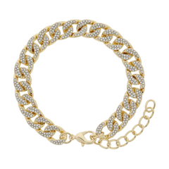 Gold Pave Crystal Curb Chain Bracelet