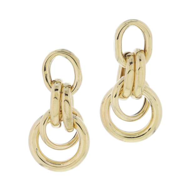 Gold Stacked & Interlinked Cables & Rings Earrings