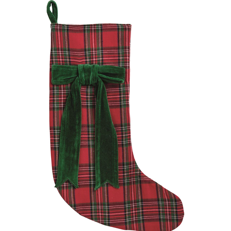 Green Bow Tartan Stocking