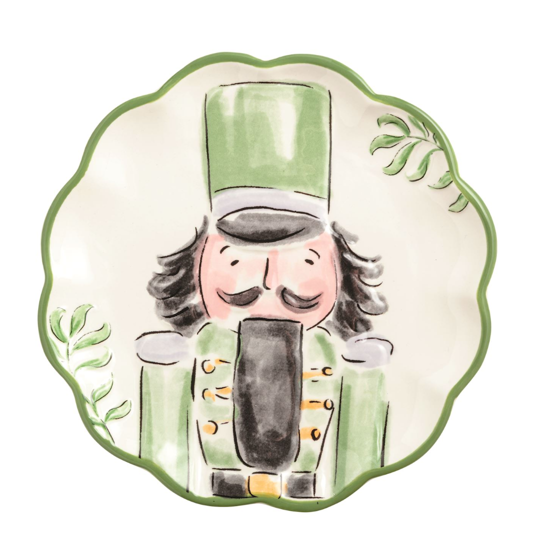 Green Nutcracker Dessert Plate 