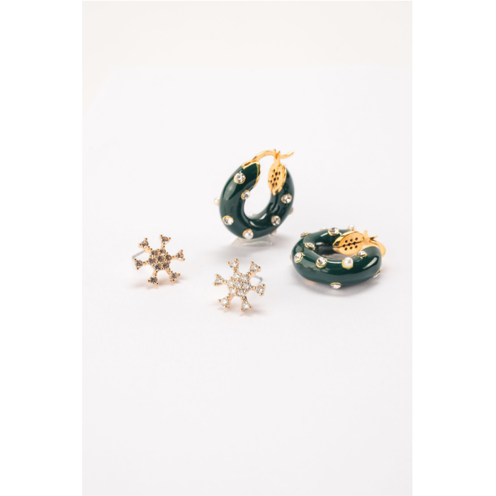 Enamel Holiday Hoop Duet-Green