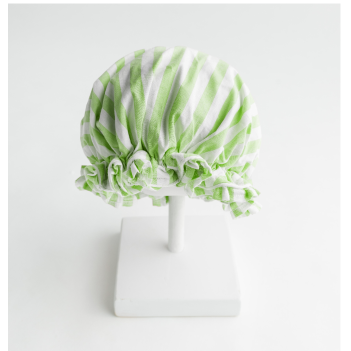 Green Striped Cabana Shower Cap 