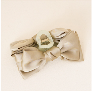 Green Satin Bow Claw Clip 