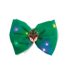 Green bow with LED lights on a white background