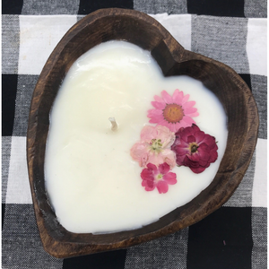 Heart Dough Bowl Soy Candle with Flowers