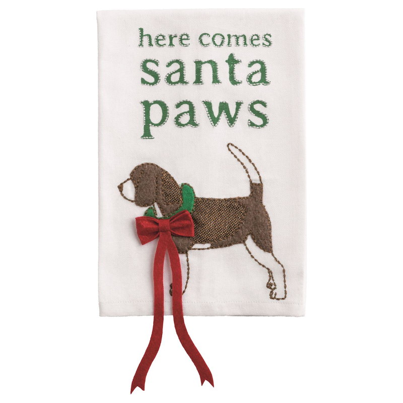 Here Comes Santa Paws Tea Towel