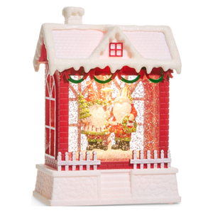 Holly-Day Santa Gnomes Lighted Water Chalet