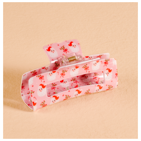 Claw Clip-Holly Jolly Santa