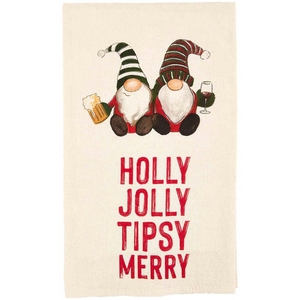 Holly Jolly Tipsy Merry Tea Towel