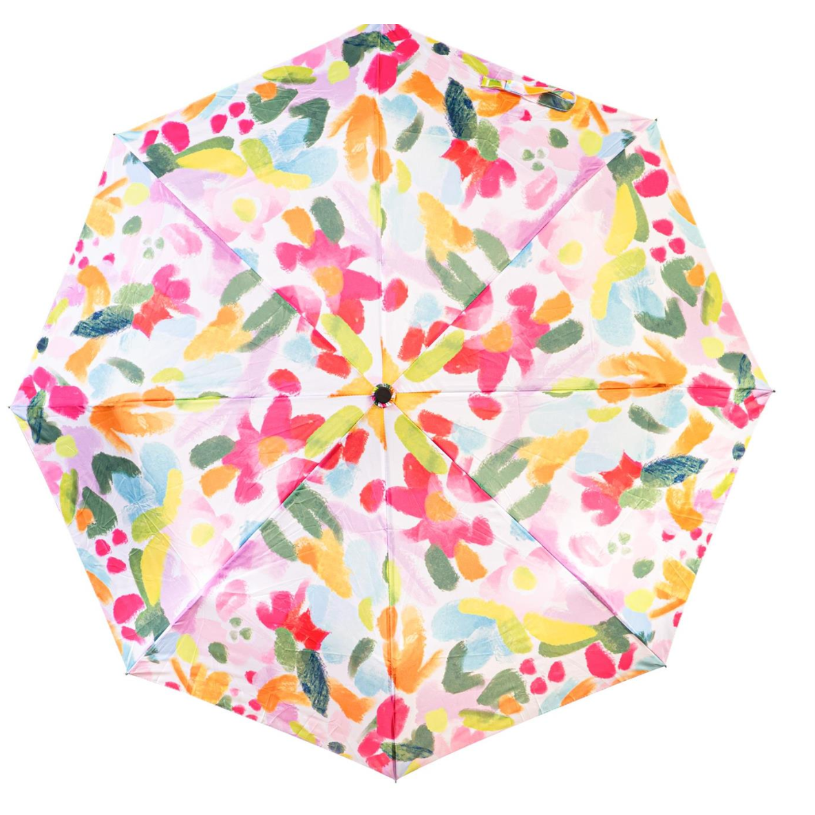 Colorful floral-patterned umbrella on a white background