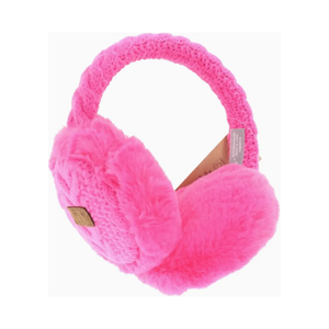 Hot Pink Cable Knit Faux Fur Earmuffs