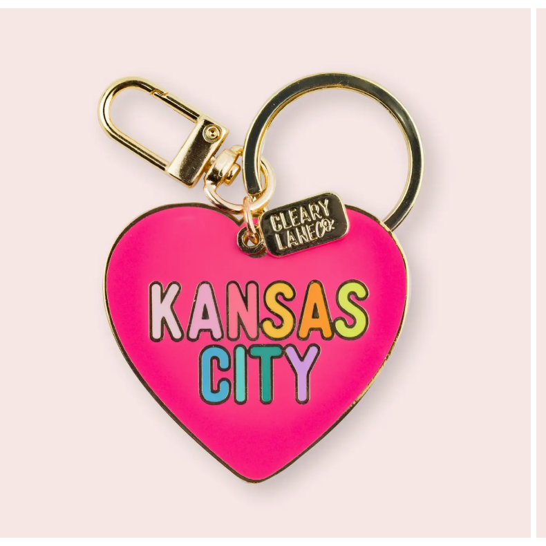 Kansas City Hot Pink Heart Keychain