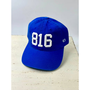 Blue 816 Hat with White Numbers