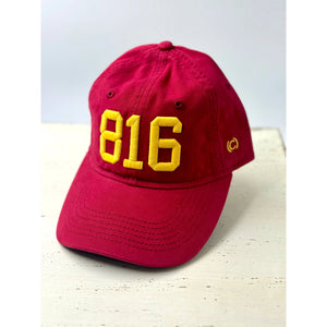 Red 816 Hat with Gold Numbers
