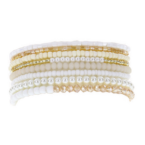 Ivory, Pearl, Champagne Beaded Strands Bracelet