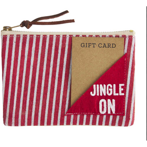 Jingle On Striped, Felted Wool Gift Pouch.