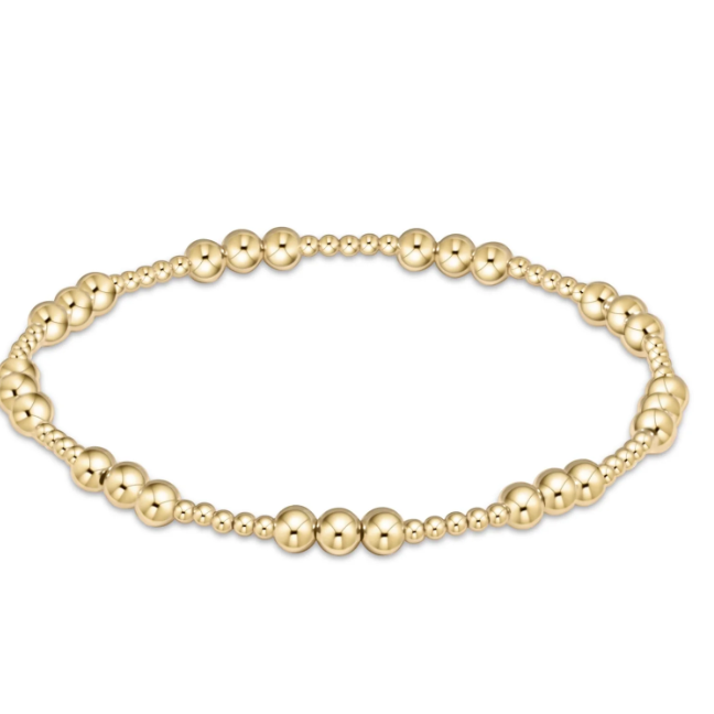 Classic Joy Pattern 4mm Bead Bracelet - Gold
