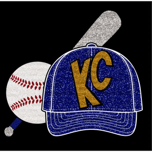KC Baseball Hat, Bat and Baseball Sticker