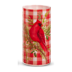 Large Gingham Cardinal on Branch Container