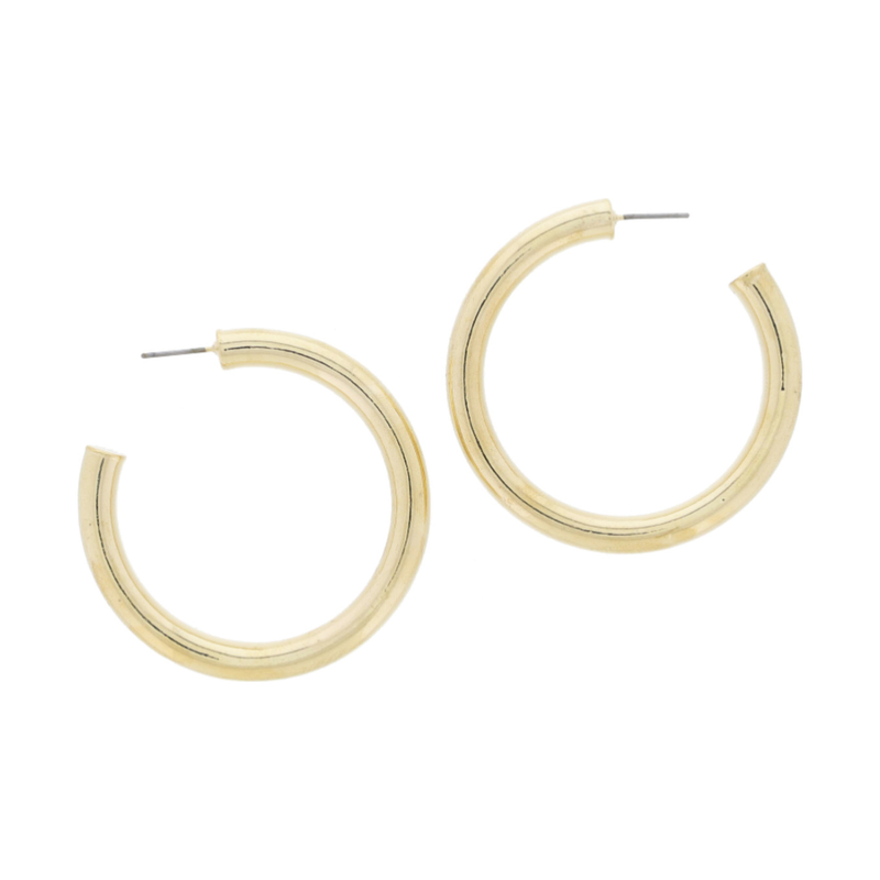 Large Gold Tubular Hoop Earrings