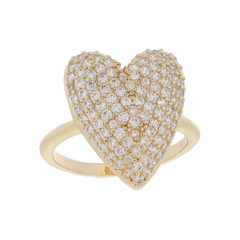 Large Pave Crystal Heart Ring