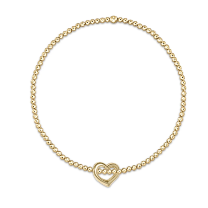 classic gold 2mm bead bracelet - love small gold charm