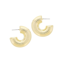 Medium Thick Gold Tubular Hoop Earrings