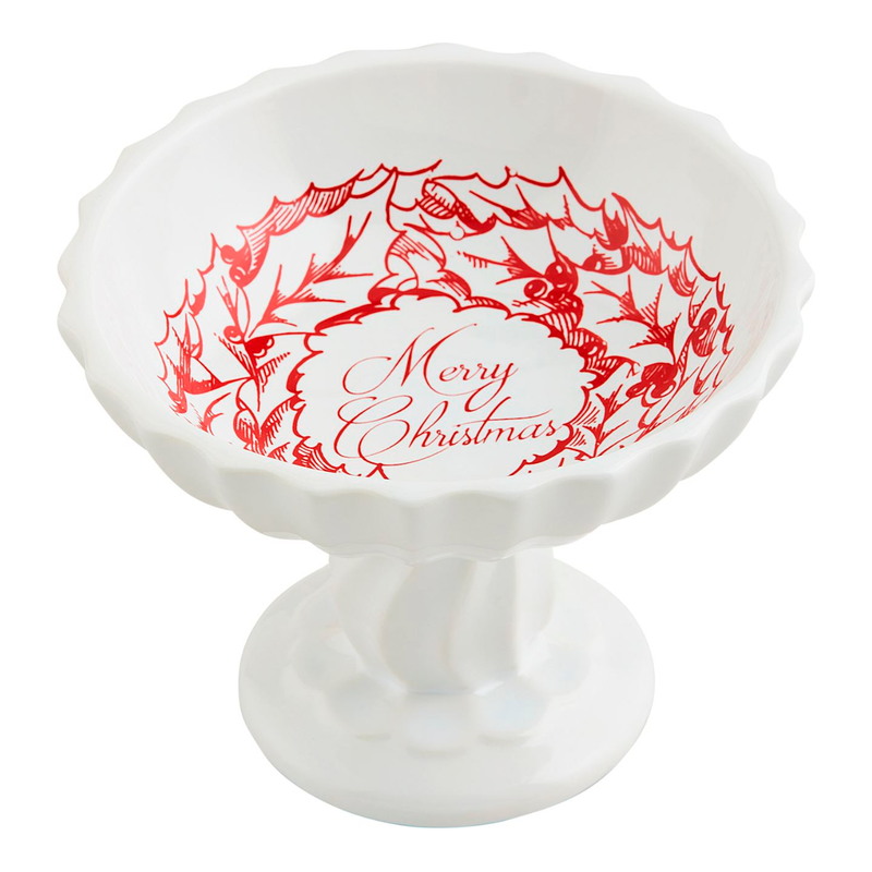 Merry Christmas Pedestal Candy Dish