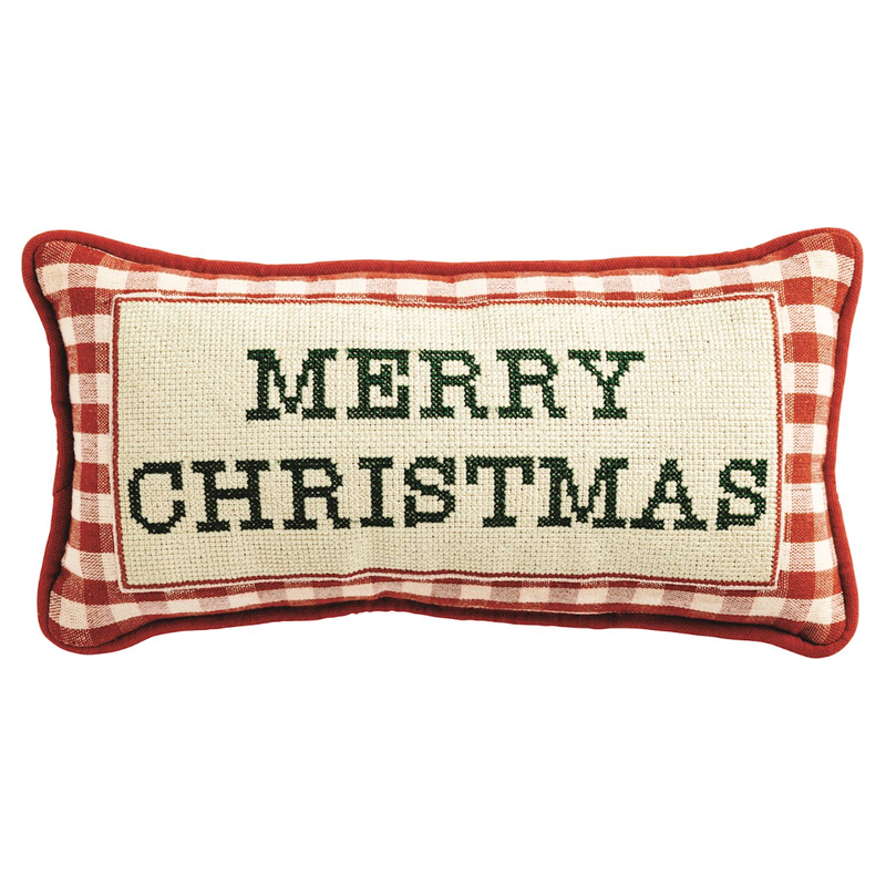 Merry Christmas Needlepoint Pillow