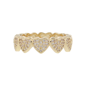 Mini Pave Crystal Hearts Band Ring