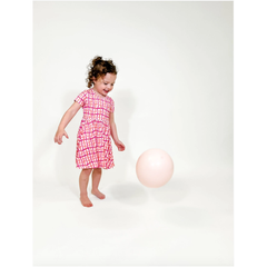 Pink Wavy Plaid Short Sleeve Dress