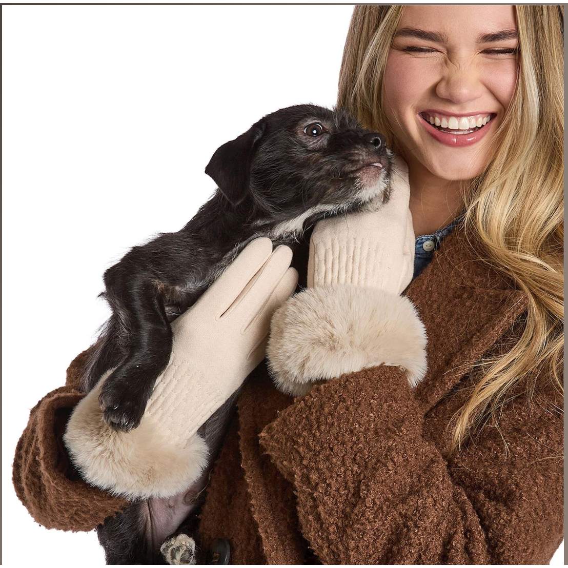 Model with Winter White Gloves