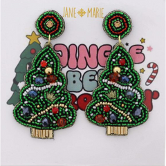 Multi Beaded Christmas Tree Earrings