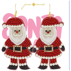 Multi Beaded Santa with Pearl Accents and Crystal Nose Earrings