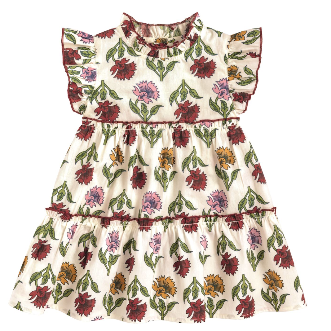 Kids Multi Floral Ruffle Dress 