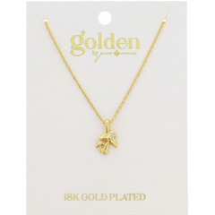 Mushroom Cluster with Mini Crystal Accents 18K Gold Plated Necklace
