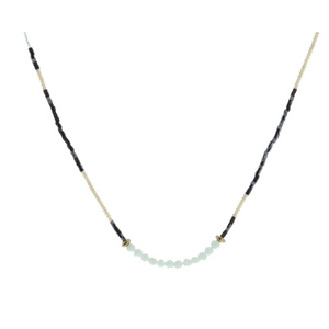 Navy, Black, Ivory, Icy Blue Beaded with Icy Blue Faceted Necklace