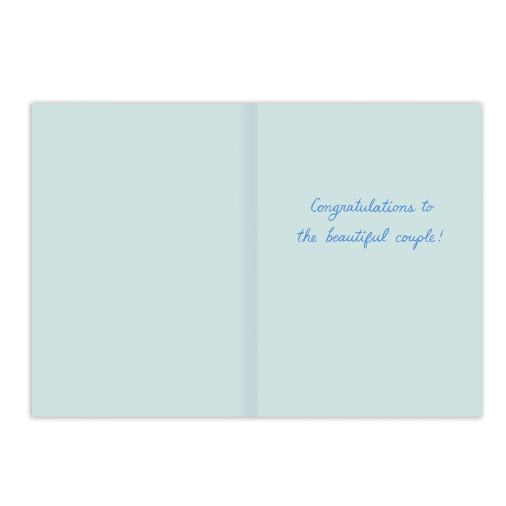 Open card with light blue interior and blue text on a white background