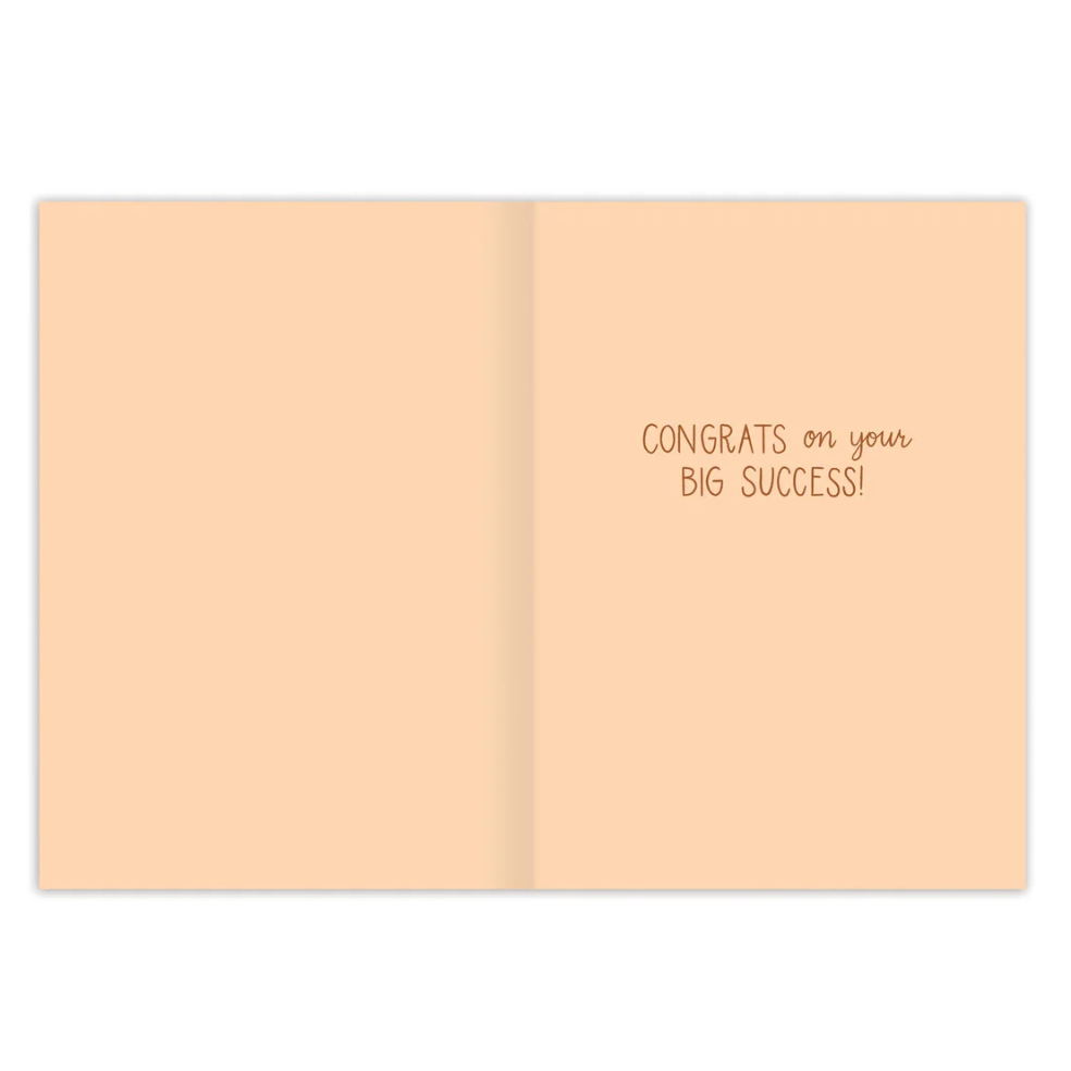 Open card with 'Congrats on your big success!' text on a peach background