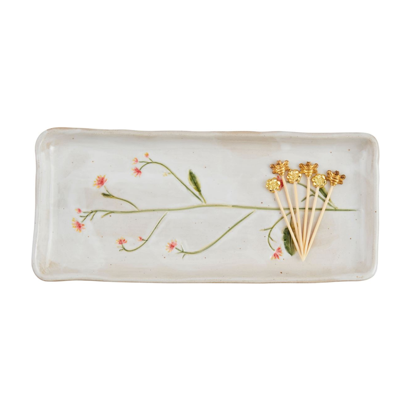 Orange Flower Everything Toothpick Tray