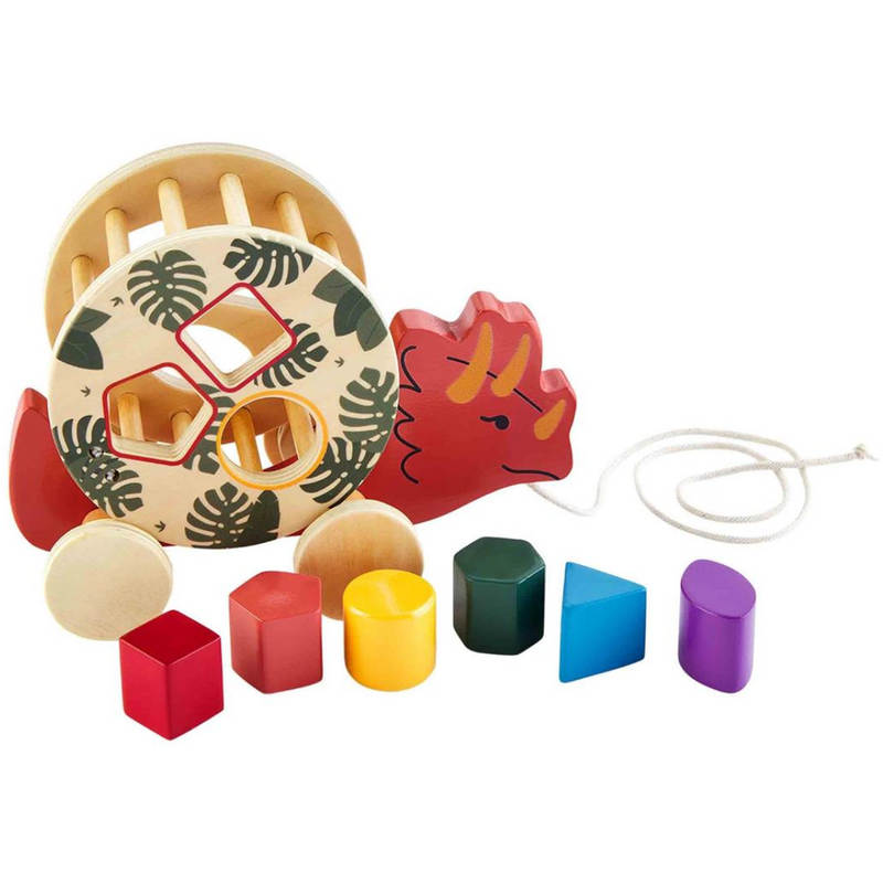 Orange Wood Dino Shape Sorter