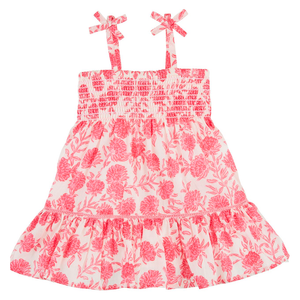 Pink Block Print Floral Dress