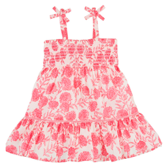 Pink Block Print Floral Dress