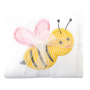 Pink Bumble Bee Appliqued Burp Cloth