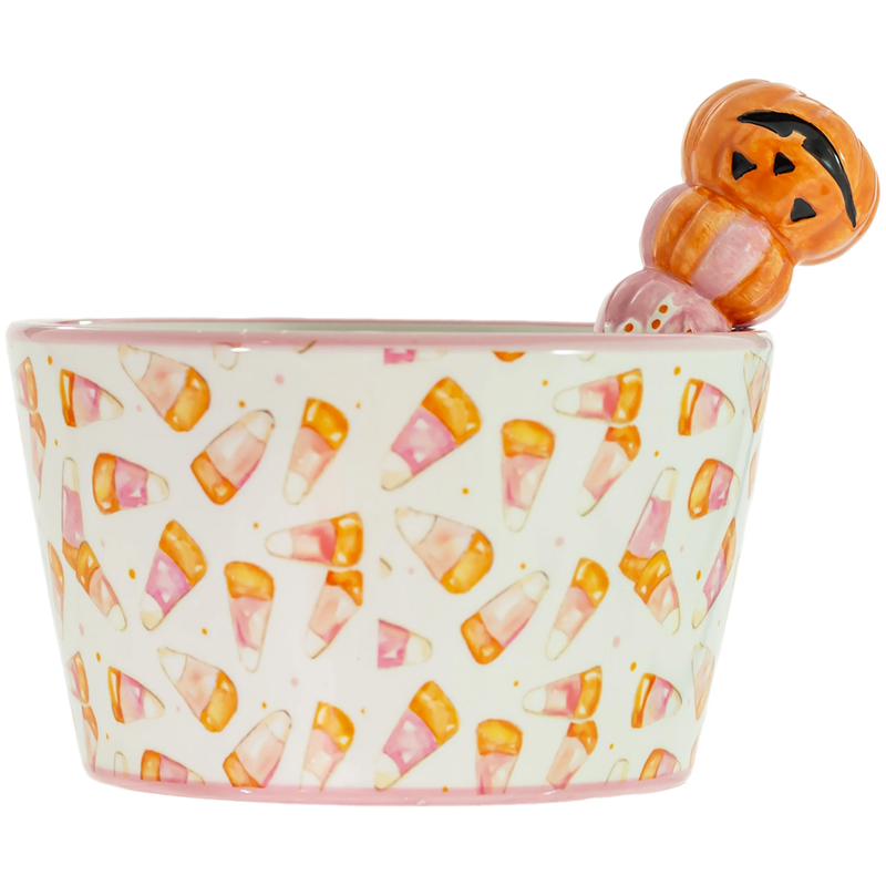 Pink Candy Corn Bowl and Spreader Set
