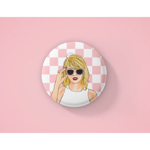 Pink Checker Taylor Button